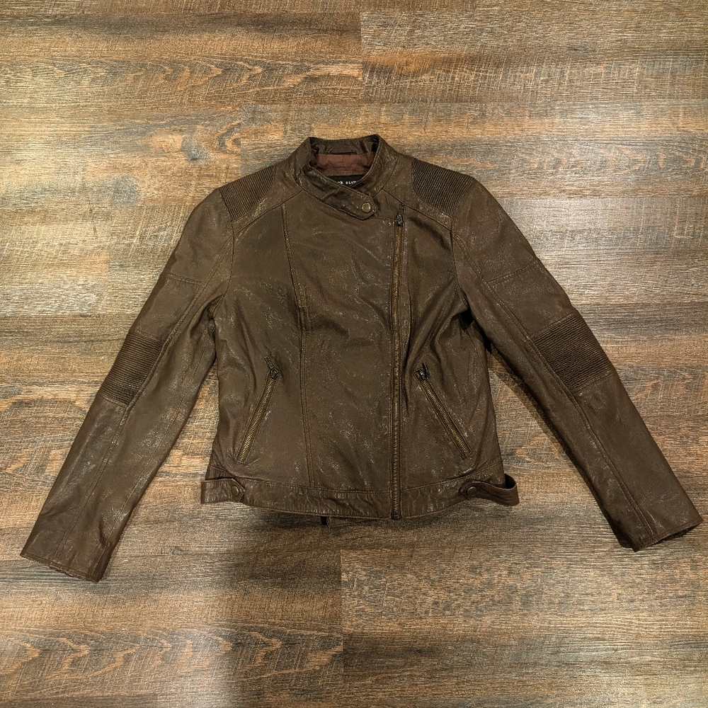 Distressed Black Rivet Real Leather Jacket